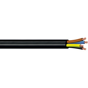 Cavo in neoprene nero t.b.t. con conduttori colorati per impianti elettrici.