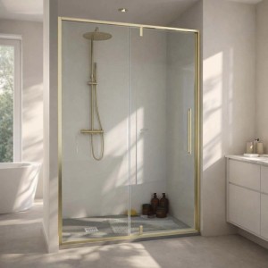 Porta doccia Pivot Slim 118-120x200 cm oro spazzolato