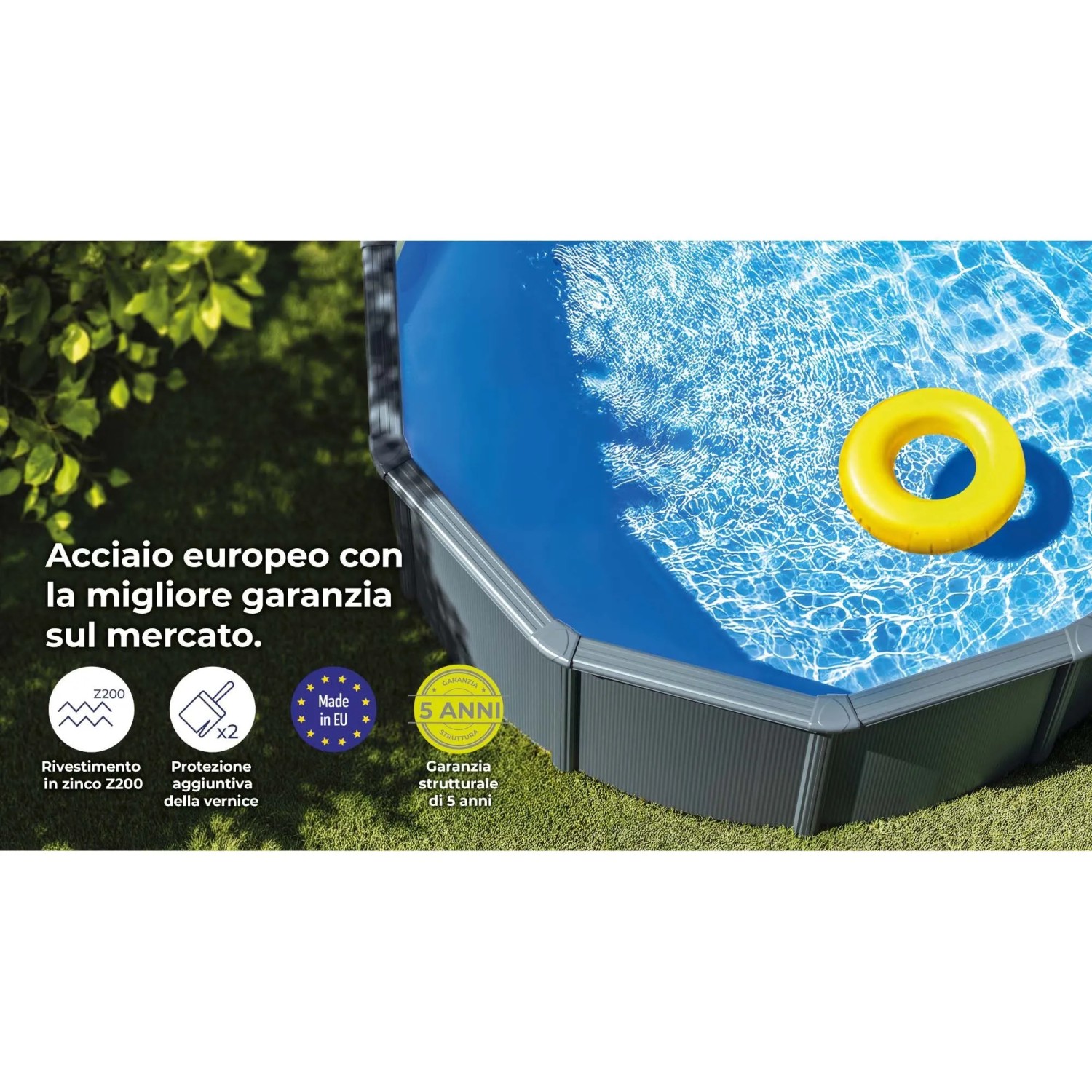 Piscina fuori terra ovale in acciaio antracite Gre 610x375 H 132 cm_6