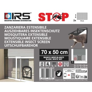 Zanzariera estensibile con gattaiola Irs 70x50 cm argento