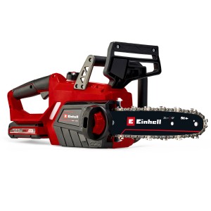Motosega a batteria Einhell GE-LC 18 Li Kit, rosso/nero, con batteria e caricabatterie.