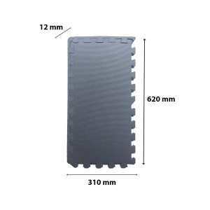 Tappetino grigio per lavatrice che misura 620 x 310 x 12 mm.