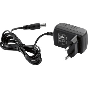 Caricabatterie per trapano avvitatore a batteria CMI C-ABS-12 Li A, alimentatore nero con cavo.