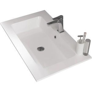Lavabo singolo t.b.t. bianco con rubinetto e accessori bagno.
