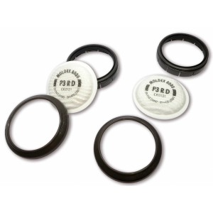 LUX Filtro antiparticolato P3 con supporto, set da 2 per protezione respiratoria. Filtro e anelli di supporto.