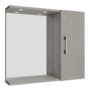 Specchiera t.b.t. con illuminazione e anta effetto legno.