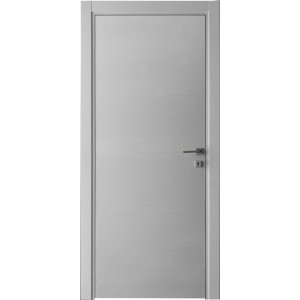 Porta interna grigia con superficie liscia e design semplice.