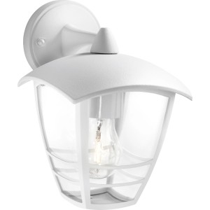 Applique da esterno bianca Philips Paris in stile lanterna, in alluminio e vetro.