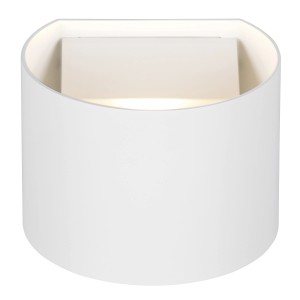 Lampada da parete a batteria Reality LED Genie bianca e rotonda per esterni.