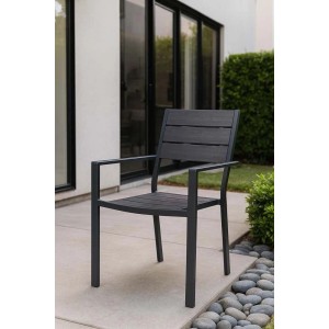 Sedia in acciaio e HDPE Sven 58x55x88 cm effetto legno