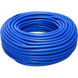 Tubo Canaline t.b.t. blu, corrugato e arrotolato.