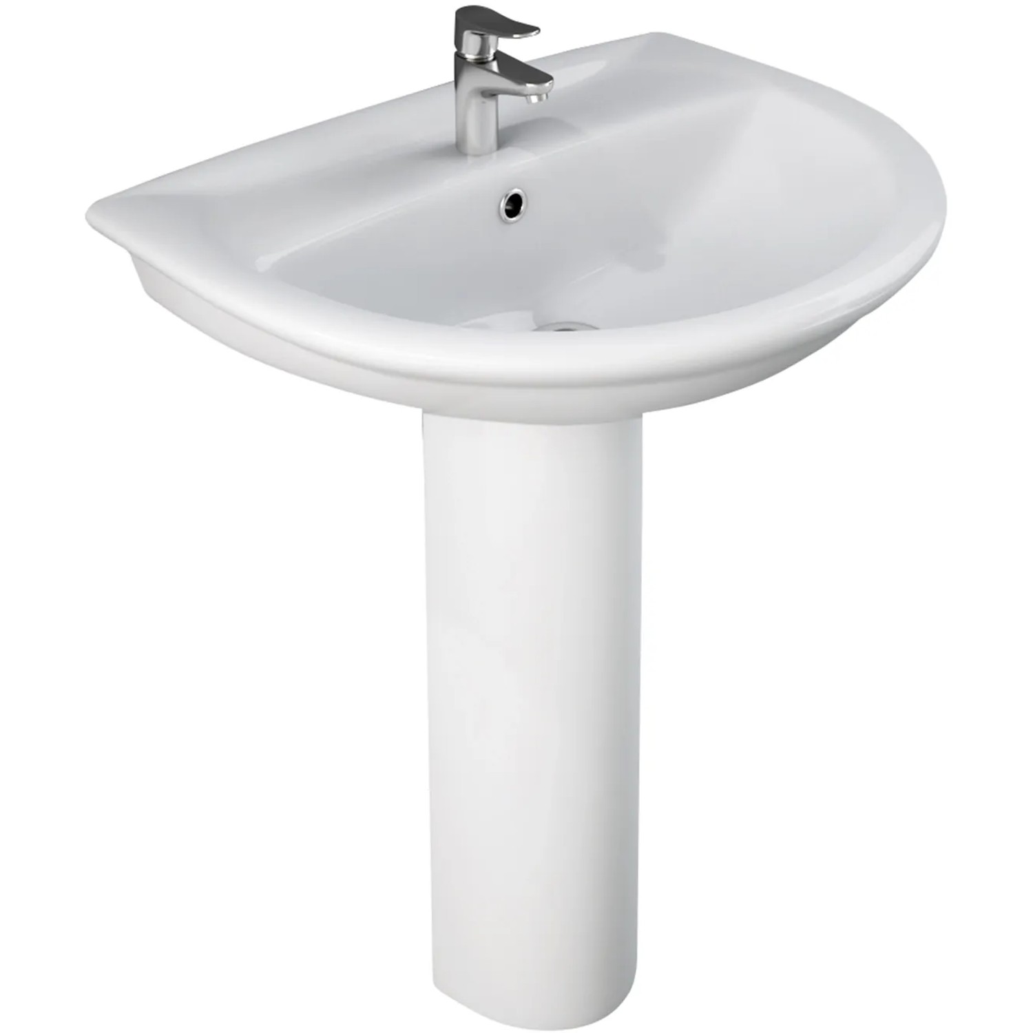 Lavabo bianco t.b.t. con rubinetto e colonna. Categoria Lavandini.