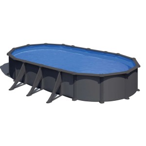 Piscina fuori terra ovale in acciaio antracite Gre 730x375 H 132 cm