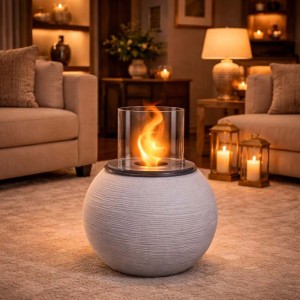 Camino a bioetanolo giardino Divina Fire Botticelli 3,4 kW Ø40xH54 cm beige