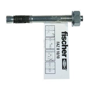 Fischer Ancoraggio bullone FAZ II 10/10, ancoraggio in acciaio con dado e rondella per alta capacità di carico.
