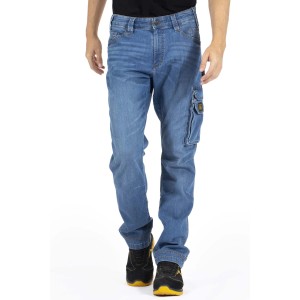 Pantaloni da lavoro jeans blu t.b.t. con tasca cargo per uomo.