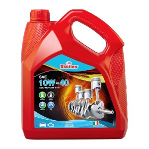 Olio motore rosso Rhütten 10W-40 per motori a benzina, diesel, metano e GPL.