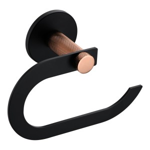 Porta carta igienica t.b.t. nero con dettagli color rame.