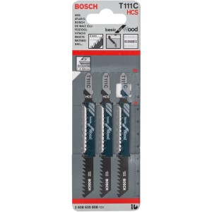 Lame per seghetto alternativo Bosch Pro T 111 C, 3 pezzi, per legno, adatte per seghetti alternativi.
