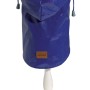 Impermeabile blu per cani con cappuccio e pois bianchi, categoria abbigliamento per cani.