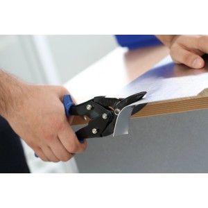 Cesoie per lamiera LUX Classic 240 mm tagliano la lamiera. Pinze a taglio sinistro con manico blu.