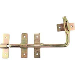 Catenaccio giallo in metallo per la sicurezza di porte e cancelli.