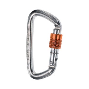 Moschettone per abbigliamento da lavoro con chiusura a vite, argento/arancione.