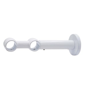 Supporto doppio bianco per bastone per tende, per montaggio a parete.