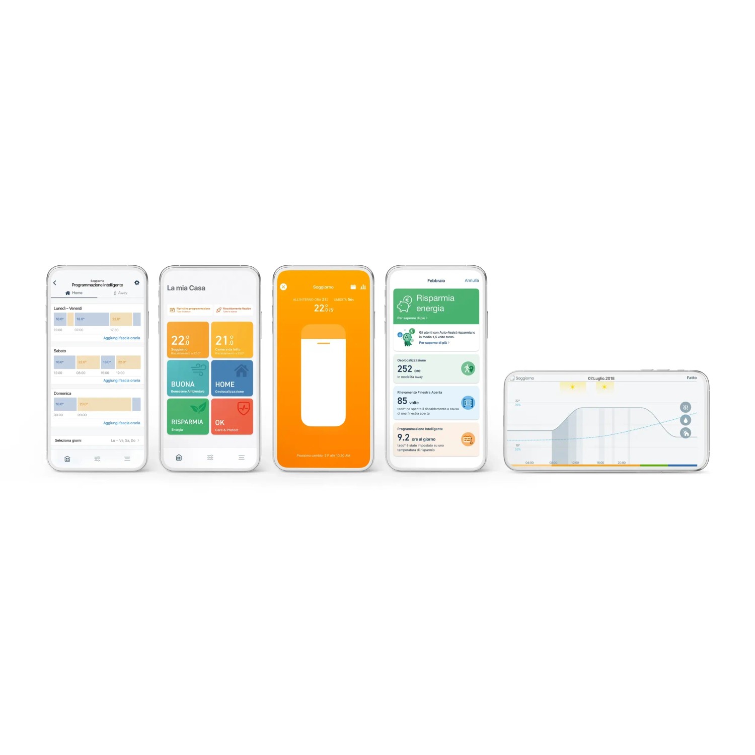 tado° Termostato intelligente per radiatori Starter Kit V3+ viste app su smartphone.