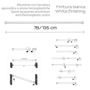 t.b.t. Asta per tenda doccia, estensibile da 78-135 cm, istruzioni di montaggio.