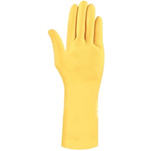 Guanto domestico giallo per pulizia e altro.