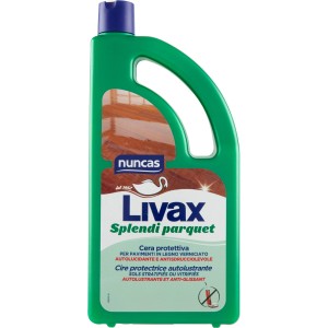 Livax Splendi parquet detergente in flacone verde per pavimenti in legno lucido.