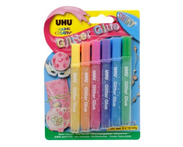 UHU colla Glitter Glue Shiny colours blister 6 x 10 ml