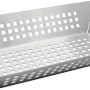 Padella rettangolare per barbecue Jamestown in acciaio inox con pareti laterali forate.