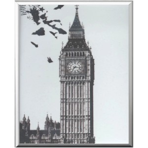 Cornice t.b.t. con motivo Big Ben, bianco e nero