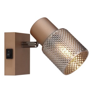 Faretto moderno color oro con paralume decorato per un'illuminazione d'atmosfera.
