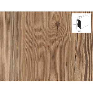 Battiscopa Hemlock, 60x20x2600 mm, effetto pino. Rivestimento per piedi con canalina per cavi per una facile installazione.