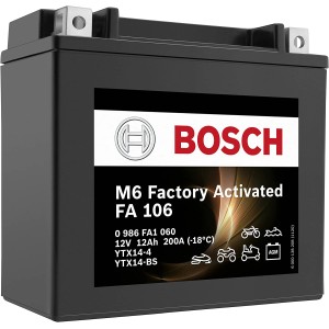 Batteria moto GEL Bosch nera 12Ah, 200A per moto, quad e altro.