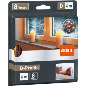 Confezione della guarnizione marrone per porte/finestre OBI in gomma con profilo a D.