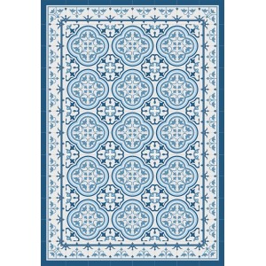 Tovaglia t.b.t. blu con motivo floreale per interni.