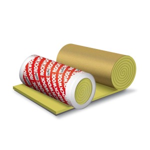 Rotolo e pannello di materiale isolante cellulare giallo. Adatto per l'isolamento termico e acustico.