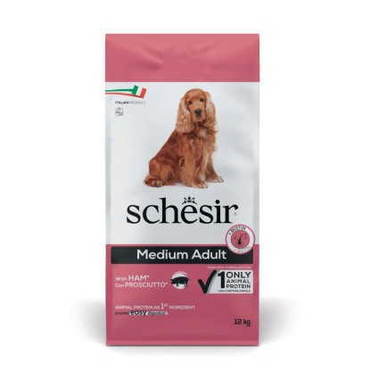 Crocchette per cani Schesir Medium Adult con prosciutto 12 kg