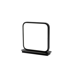 Lampada da scrivania t.b.t. nera con pannello luminoso quadrato.