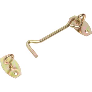 Gancio antivento zincato con piastra, 5,2 x 100 mm, per fissare porte e persiane.