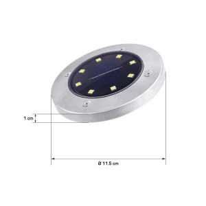 Segnapasso t.b.t. rotondo con pannello solare e luci LED, diametro 11,5 cm.