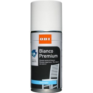 Vernice spray bianca OBI Premium per interni ed esterni.