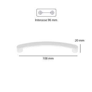 Maniglia per mobili t.b.t. bianca, larghezza 108 mm. Ideale per armadi e cassetti.