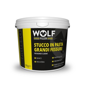 Secchio di stucco in pasta Wolf Filler per muro e legno, bianco, 1 kg.