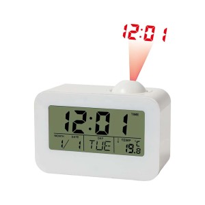 Sveglia digitale bianca con proiezione dell'ora, Domotica.