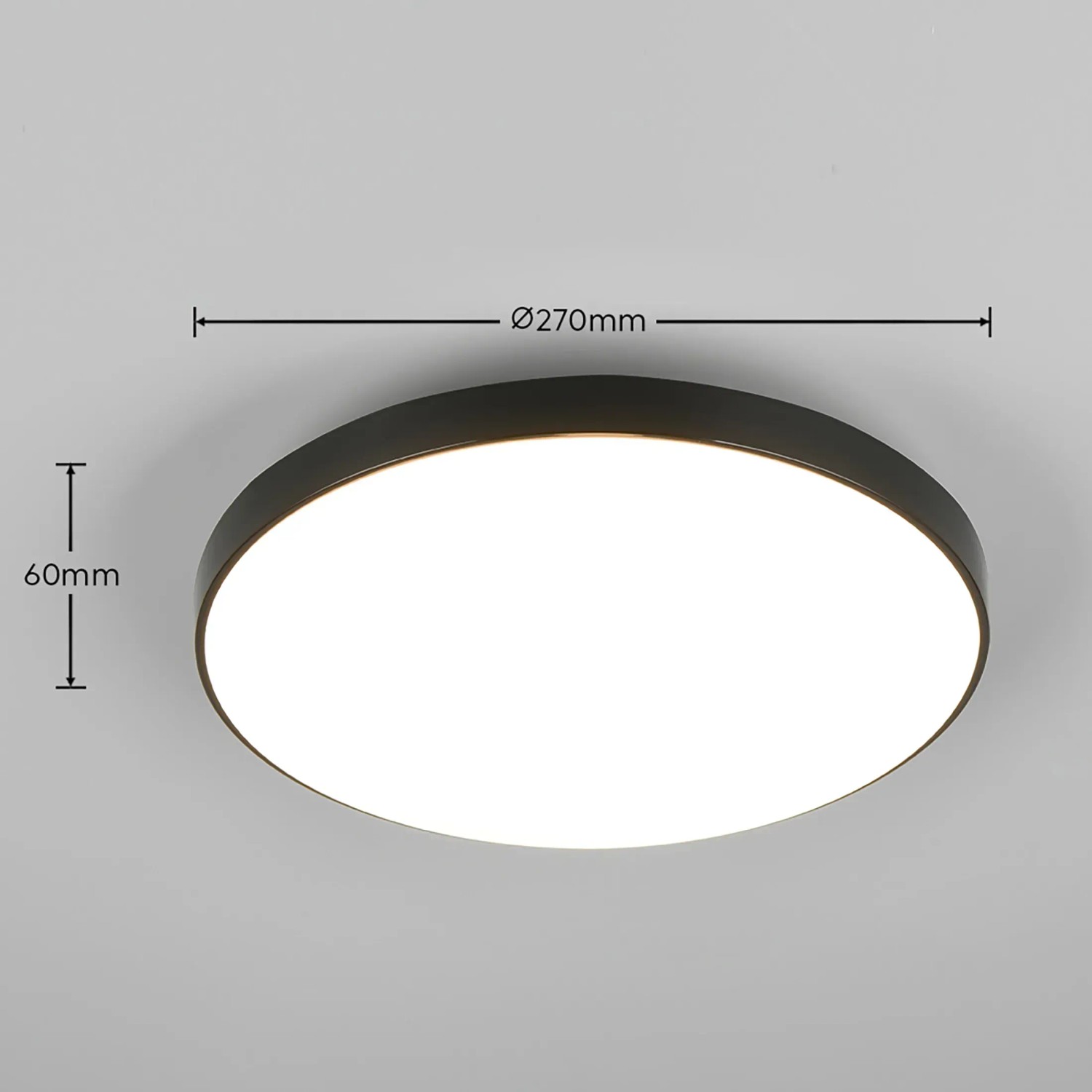 Plafoniera LED nera Spica, 27 cm di diametro, design moderno per interni.